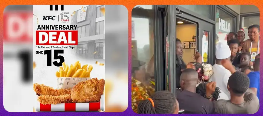 KFC Ghana GH₵15 15th Anniversary Promo Sparks Nationwide Queues and Chaos 