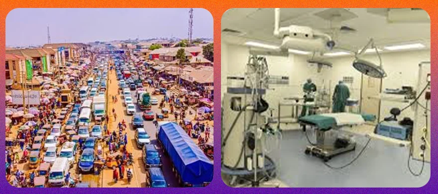 hospital operating theatre  & Abuja Nigeria street market Mararaba